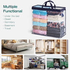 10 Pack Clear Storage Bags for Clothes, 22L Blanket Storage Bags, Under Bed Storage, Closet Organizers Bag, Upgraded Version Two-Way Zippers Design(Navy Blue)