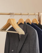 SONGMICS Velvet Wooden Hangers, Set of 20 Wooden Hangers with Velvet Surface, Non-Slip Coat Hangers with Shoulder Grooves, Pants Bar, 360° Swivel Hook, for Jackets Shirts, Natural UCRW012N02