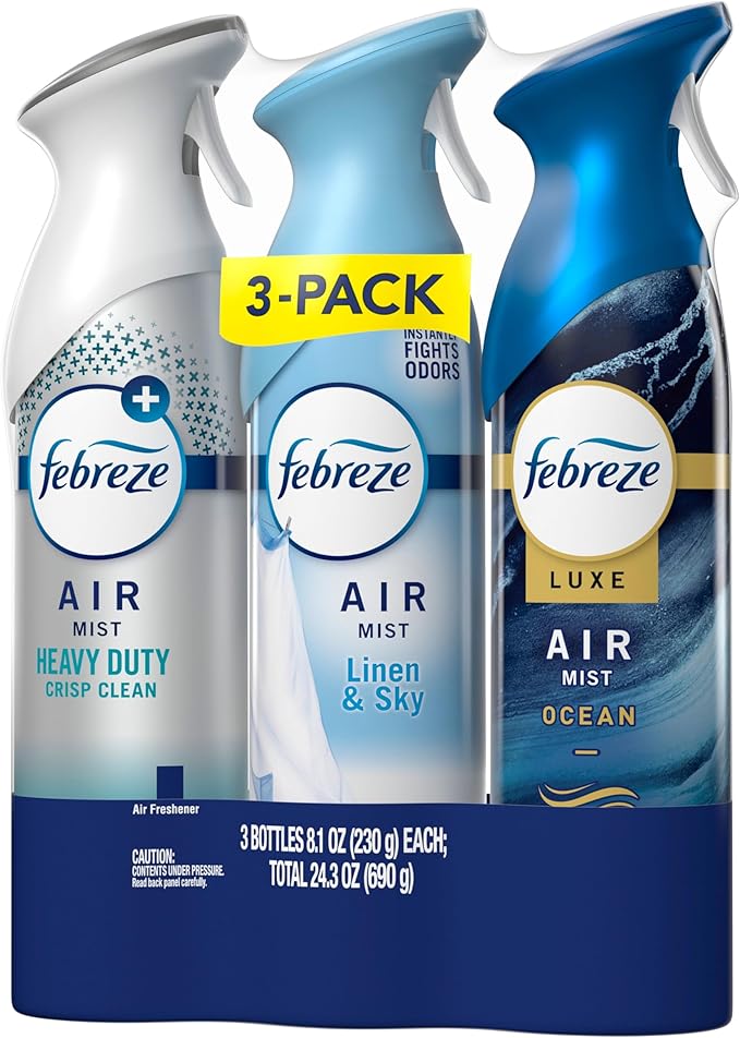 Febreze New & Improved Air Mist Scent Mix, Air Freshener, Home and Kitchen Essentials, Odor Fighting Room Spray, 8.1 oz bottle, 3 Count