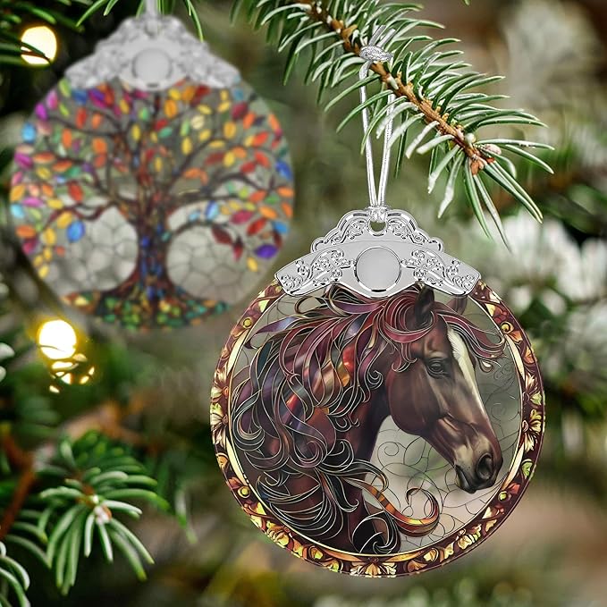 Horse Stained Glass Orament - Christmas Ornament - Christmas Decorations for Tree - Holiday Present ldeas - Gift Exchange