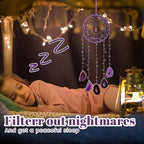 Purple Dream Catchers Amethyst Crystal Dreamcatcher Sun Catchers with Crystals Wall Window Hangings Bedroom Home Decor Gift for Girls Boys Adults