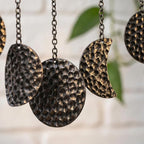 opulinea Moon Phase Garland Black Gunmetal Hammered Metal - Celestial Boho Wall Hanging Decor Moon Phases Ornament for Bedroom Aesthetic Above Bed Living Room Home Decor