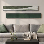 Long Narrow Framed Green Vertical Abstract Wall Art Set, 2 Piece Modern Canvas Prints Paintings Artwork for Walls, Green White Minimalist Pictures for Living Room Bedroom Entryway Hallway Wall Decor