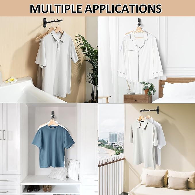 Swing Clothes Hanger Rack, Garment Racks Folding Clothes Bar Wall Mounted, 180°Rotation Laundry Drying Rack 304 Stainless Steel Space Saving for Laundry Room Bedroom Balcony, 9.45" Long