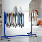 Simple Houseware Industrial Grade Z-Base Garment Rack, 500lb Load with 63 Inches Extra Long Bar, Blue