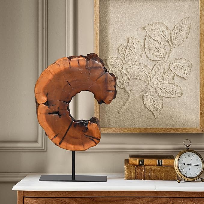 WELLAND Rustic Date Tree Sculpture, Wood Tabletop Sculpture Collectible Decoration for Home Office Decor