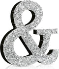 Qunclay 8'' Silver Crystal Diamond Bling Letters Crushed Diamond Decoration Wooden Glitter Letter with Screw and Hooks Rhinestone Gift for Wedding Y2k Mcbling Bedroom Wall Decor (Symbol)