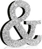 Qunclay 8'' Silver Crystal Diamond Bling Letters Crushed Diamond Decoration Wooden Glitter Letter with Screw and Hooks Rhinestone Gift for Wedding Y2k Mcbling Bedroom Wall Decor (Symbol)