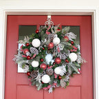[Front Door Wreath Hanger] - Colonial Design | Adjustable Hook Length for Tall and Small Doors | Padding to Prevent Damage Like Scratch and Dents | Heavy Duty Cast Iron Metal Hangar - (White)