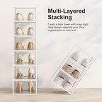SEE SPRING 12 Pack Shoe Storage Box, Clear Plastic Stackable Shoe Organizer for Closet, Space Saving Foldable Shoe Rack Sneaker Container Bin Holder