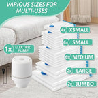 Cozy Essential Vacuum Storage Bags, Space Saver Bags，Compression for Comforters and Blankets, Pillow, Bedding, Sealer Clothes Storage, 20 ECombo