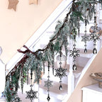 Giegxin 32 Pcs Crystal Christmas Ornaments Crystal Hanging Snowflakes Acrylic Xmas Tree Icicle Drop Decorations with Hooks for Christmas Snow Party Winter (Black)