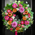 Spring Summer Wreaths for Front Door 24 Inch with Dahlia, Peony & Daisy Spring Wreaths for Front Door Outside Summer Door Wreath for Entryway, Porch & Home Décor Outdoor Summer Wreath
