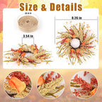 6 Pcs 9 inch Fall Wreaths Thanksgiving Artificial Swag Wreaths Autumn Hanging Wreath Harvest Candle Rings for Cabinets Farmhouse with Ribbon for Front Door Porch Wall Window Decoration
