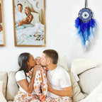 Holmgren Evil Eye Dream Catchers - Blue Dreamcatcher for Bedroom, Evil Eye Wall Art for Home Decor Hanging Ornament, Good Luck Gifts for Family