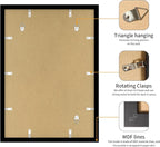 14x20 Picture Frame 3 Pack - Black Poster Frame Display Pictures 11x17 with Mat or 14 x 20 Without Mat for Wall Hanging Horizontal and Vertical