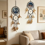 Remorelt Wolf Eagle Bear Dream Catcher Bedroom Wall Decor, Christmas Home Decoration, Room Accessory, White Moon Feather Decoration - Unique Home Craft Wall Pendant (DC25 6Inch Set 2 Wolf)