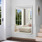 BONEWEI White Bathroom Mirror,55x36 inch Wall Mirror for Bathroom Wall Mounted,Rectangle Mirror for Bathroom Over Sink,Modern Frame Round Corner for Living Room,Bedroom Entryway,Horizontal/Vertical