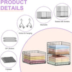 6 Tier Hanging Closet Organizers and Storage Stackable Hanging Closet Shelves with 4 Hooks 2 Adjustable Dividers, Wire Storage Basket Bins for Clothing Purse Sweaters Shoes Socks Dolls, Foldable