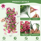 Artificial Flowers for Outdoors, 2 Pcs Fake Hanging Flowers Plants Outdoors Spring Summer Decoration, UV Resistant Faux Flower for Outdoor Planters Porch Patio Yard Home Decor(Gradient Purple Red)
