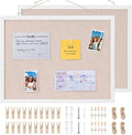 OWLKELA 13.3"x17.7" inch Bulletin Board with Linen 2 Pack, White Wood Style Frame, with 20 Pushpins, Linen Cork Board, Ideal for School, Home & Office