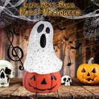 Halloween Snow Globe Lantern Spooky Glost and Pumpkin Halloween Snow Globes Musical Water Glitter Globe with 6H Timer Battery Operated or USB Powered for Spooky Home Decorations (Ghost and Pumpkin)