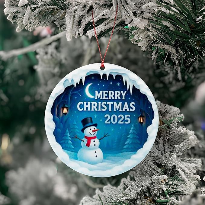 Merry Christmas Ornaments, Snowman Charm, Holiday Joy, Ornaments Decorations, Lovely Snowman Ornament Hanging Decor for Tree, Car, Home, White Elephant Gifts, Christmas Decorations