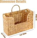 Set of 2 Magazine Holder Wall Basket Water Hyacinth Woven Mail Organizer, Wicker Wall Hanging Baskets for Magazines, Letters & Storage Decorative Mail Holder, Magazine Rack, 11.8x4.3x7.9 Inch