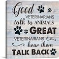 Funny Veterinarian Gifts Farmhouse Dog Canvas Wall Art Decor Veterinary Vet Gift for Women Good Veterinarians Talk To Animals Rustic Sign Painting Plaque Home Decoration (8 X 8 Inches, Framed)