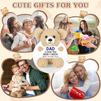WELLBANEE Mini Bear Gifts for Dad Father from Daughter Son, Birthday Gifts for New Step Bonus Dad, I Love You Handmade Emotional Crochet Bear