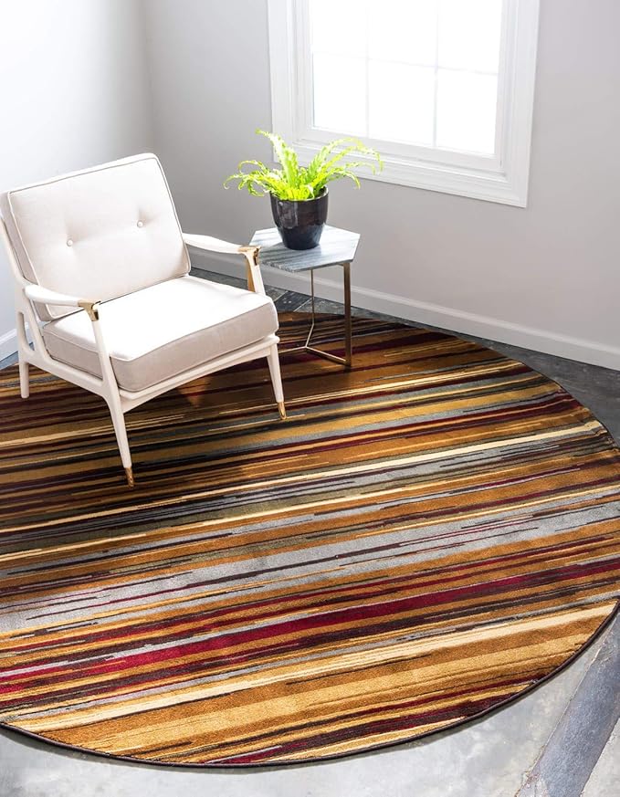 Unique Loom Barista Collection Area Rug - Icatu (4' 1" Round, Beige/ Brown)