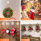 Wreath Hangers for Front Door, 20 Pack Large Wreath Door Hanger for Heavy Duty Easter Christmas Halloween Decorations, Clear Over-The-Door-Hooks Organizer, Adhesive-Wall-Hooks for Wreath Home Decor