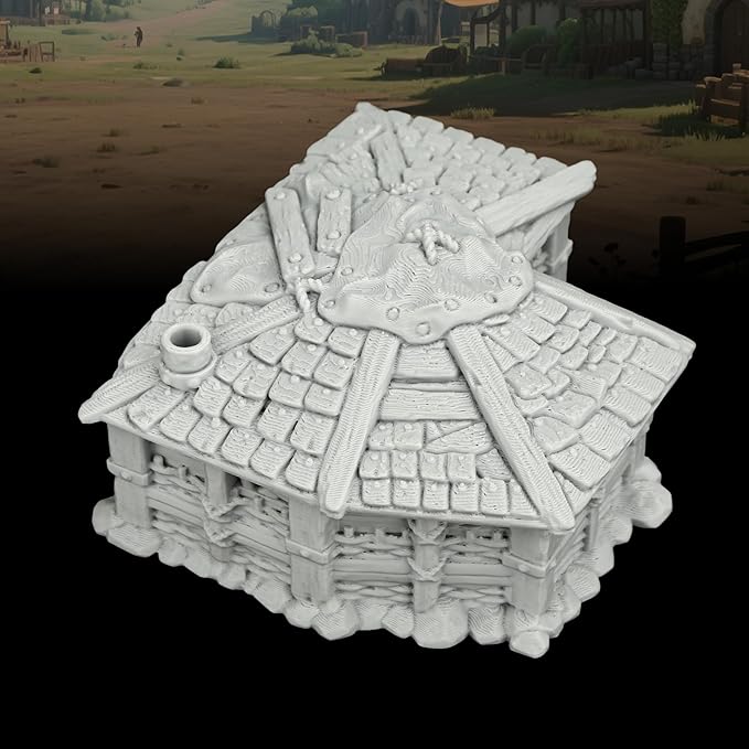 TTRPG Buildings – 25mm Scale Unpainted Tabletop Scenery Props for Role Playing, Dungeons and Dragons RPG Terrain – Medieval Village H AF1124H