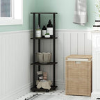 Furinno TURN-N-TUBE Corner Shelf, 4-Tier Corner Bookshelf, Display Storage Shelves with Open Shelves, for Organization and Storage, Living Room, Home Office, Garage, Espresso