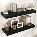Venusmiles Floating Shelves for Wall, 36" W x 12" D x 2" H, 2 Pack of Long Wall Mounted Engineered Wood Shelves with Invisible Brackets for Living Room, Bedroom, Bathroom, Kitchen Decor, Black