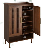 Shoe Cabinet, Large 6-Tier Shoe Storage Cabinet with Louvered 2 Doors, 44" Tall Freestanding Entryway Shoe Cabinet with Adjustable Shelves, Modern Shoe Organizer Cabinet, Shoe Rack Cabinet (Walnut)