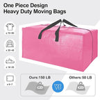 6 Pack Heavy Duty Extra Large Moving Bags W/Backpack Straps - Strong Handles & Zippers, Storage Totes For Space Saving, Fold Flat, Alternative to Box and Bin (40 gal, Pink)