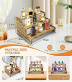 Wooden Cologne Organizer for Men, Perfume Organizer Stand, Cologne Stand with Anti-Slip Washers, Wooden Display Risers Stand for Dessert, Cupcake, Charcoal-Grilled, 3-tier-9.4in