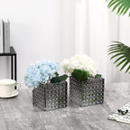 Square Vases Set of 6, 5" x 5" x 5" Square Glass Vases for Flowers, Black Flower Vase for Centerpieces, Small Bubble Vase for Wedding, Party, Home, Office, Parties, Events