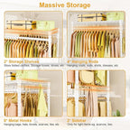 P4 Rolling Clothes Rack Heavy Duty, Clothing Racks for Hanging Clothes, Freestanding Garment Racks with Wheels, Metal Portable Closet Rack 35.5''W × 20.5''D × 80.5''H, Max Load 560Lbs, White