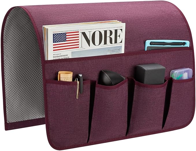 Sofa Armrest Organizer, Remote Control Holder for Recliner Couch, Arm Chair Caddy with 6 Pockets for Magazine, Tablet, Phone, iPad