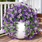 Artificial Flowers for Outdoors, 2 Pcs Fake Hanging Flowers Plants Outdoors Spring Summer Decoration, UV Resistant Faux Flower for Outdoor Planters Porch Patio Yard Window Home Decor(Gradient Purple)