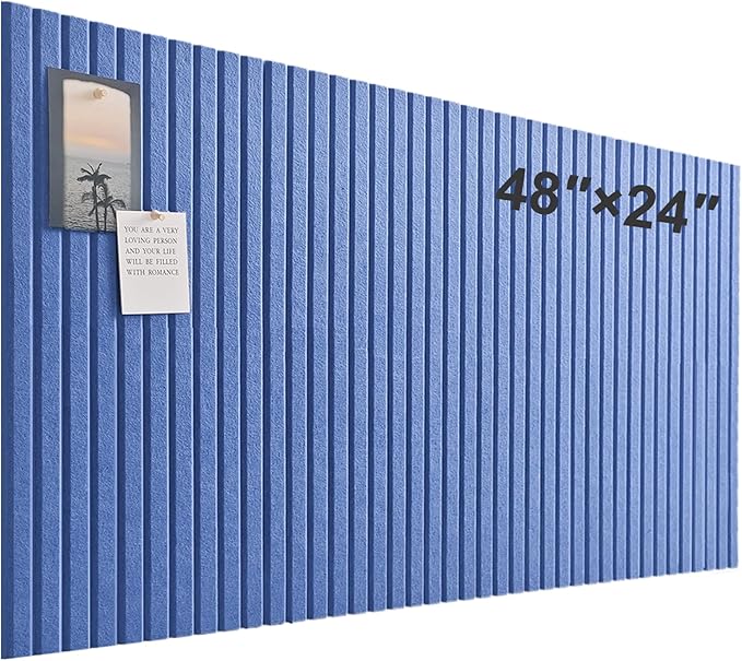 Large Cork Board for Office, 8 Pack Felt Wall Tiles with Slat Wall Paneling and Safe Removable Adhesive Tabs, Felt Bulletin Board Pin Board Cork Boards for Walls - Sky Blue