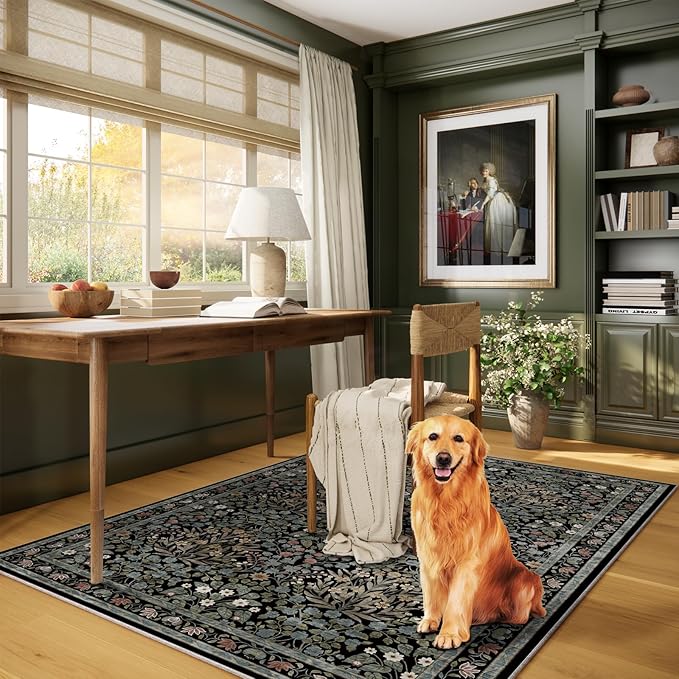 Traditional Design Vintage Floral Area Rug 4 x 6,Washable Area Rugs - Perfect for Living Room, Bedroom, Pet & Child Friendly, Nursery - Stain & Water Resistant Non-Slip, Dining Room Decor