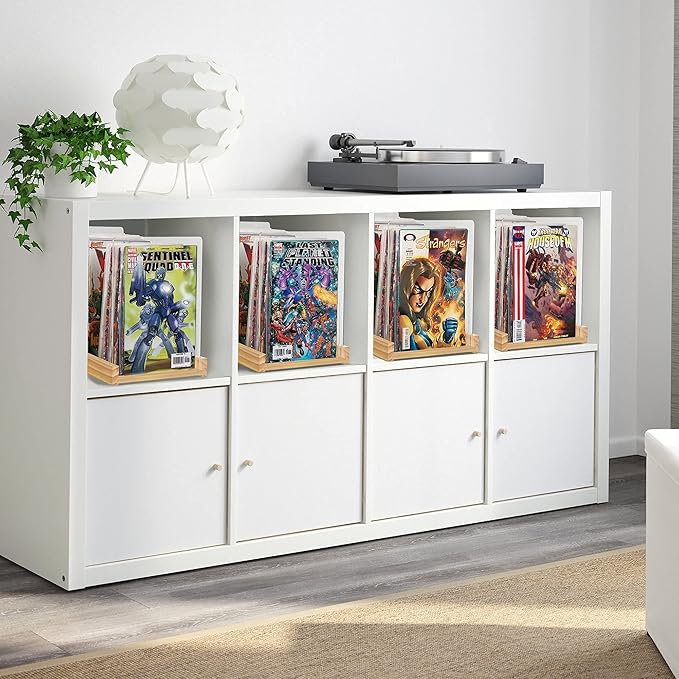 Patented Comic Book Storage Holder – Wooden & Acrylic Display Box/Case for Collectors – Organizer for Comics, Magazines & Books – Holds 150 Issues, 14.5x8 in (Natural)