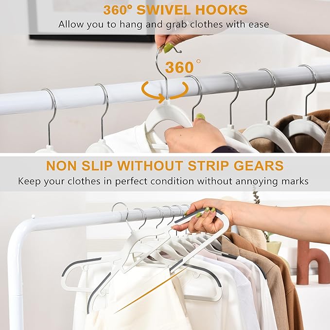 ELONG HOME Plastic Hangers - 30 Pack, Non Slip Slim Coat Hangers, Heavy Duty Thin Plastic, 17.1" for Women/Men Clothes