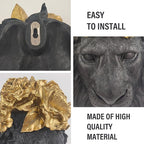 GUSFREUD Black Animal Heads Sculptures Wall Art - Resin Faux Lion for Home Wall Decor, Lion Wall Hanging Decoration for Living Room, Bedroom & Kitchen, Unique Gift Idea