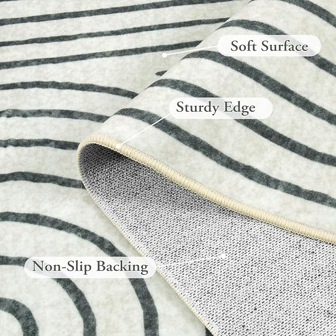 Lahome Abstract 9x12 Area Rugs for Living Room Bedroom, Soft Washable Rugs 9x12, Ultra-Thin Non-Slip Modern Dining Room Rug Non-Shedding Accent Carpet for Office, Grey/Beige
