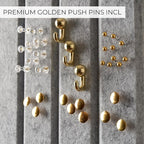 Felt Bulletin Board 35" x 24" - Stylish Cork Board Alternative for Office & Wall Decor – 6 Customizable Adhesive Tiles w/Golden Pins are Perfect to Display Your Photos