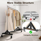 HOKEEPER Commercial Z Base Garment Rack Hold 500LBS Heavy Duty Clothing Rack Adjustable Rolling Clothes Rack for Hanging Clothes Racks on Wheels Portable Z Rack, Chrome Finish